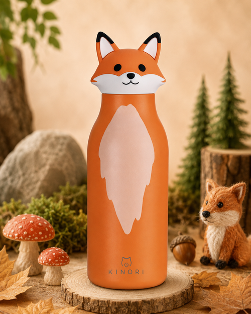 KINORI Kinder-Thermosflasche Finn – der neugierige Fuchs in einer Waldszene