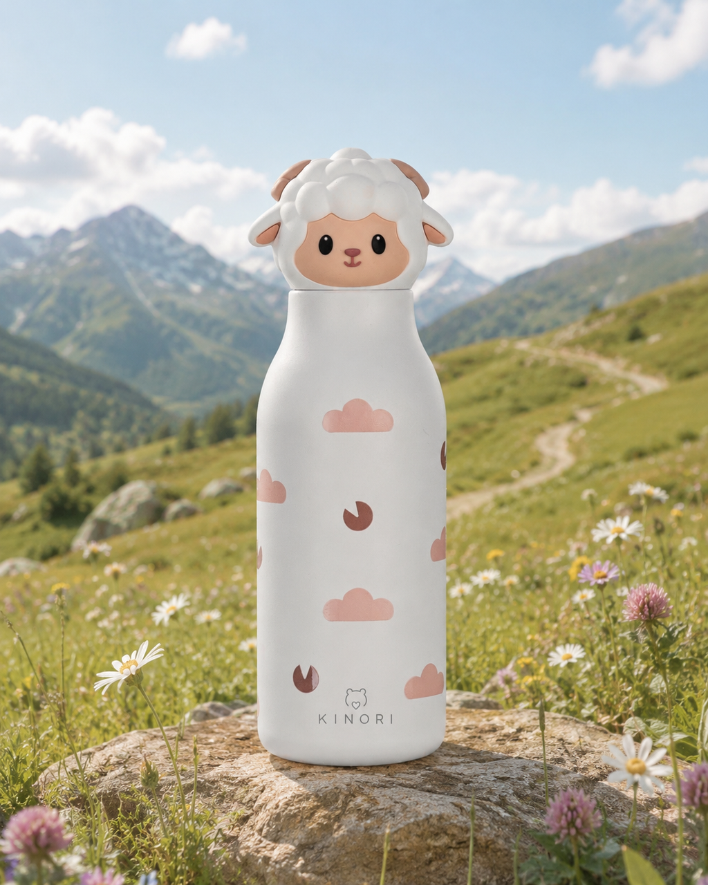 KINORI Kinder-Thermosflasche Nola mit Schafkopf in den Bergen