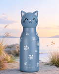 KINORI Kinder-Thermosflasche Nala – die selbstständige Katze am See bei Sonnenuntergang